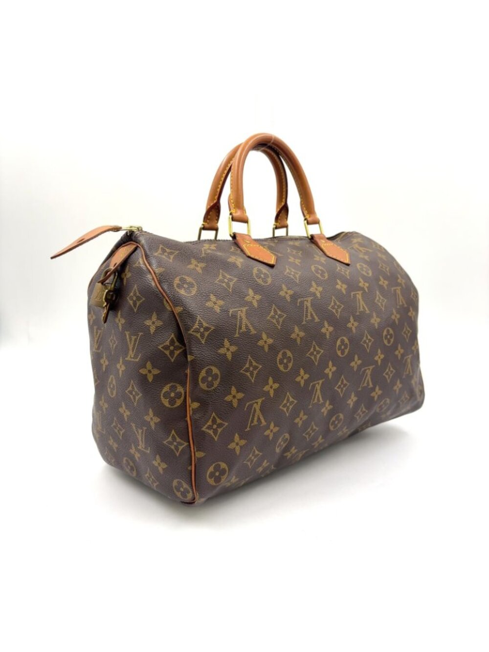 Louis Vuitton Speedy 35 Monogram Leather Brown Handbag Gold - Picture 2 of 15